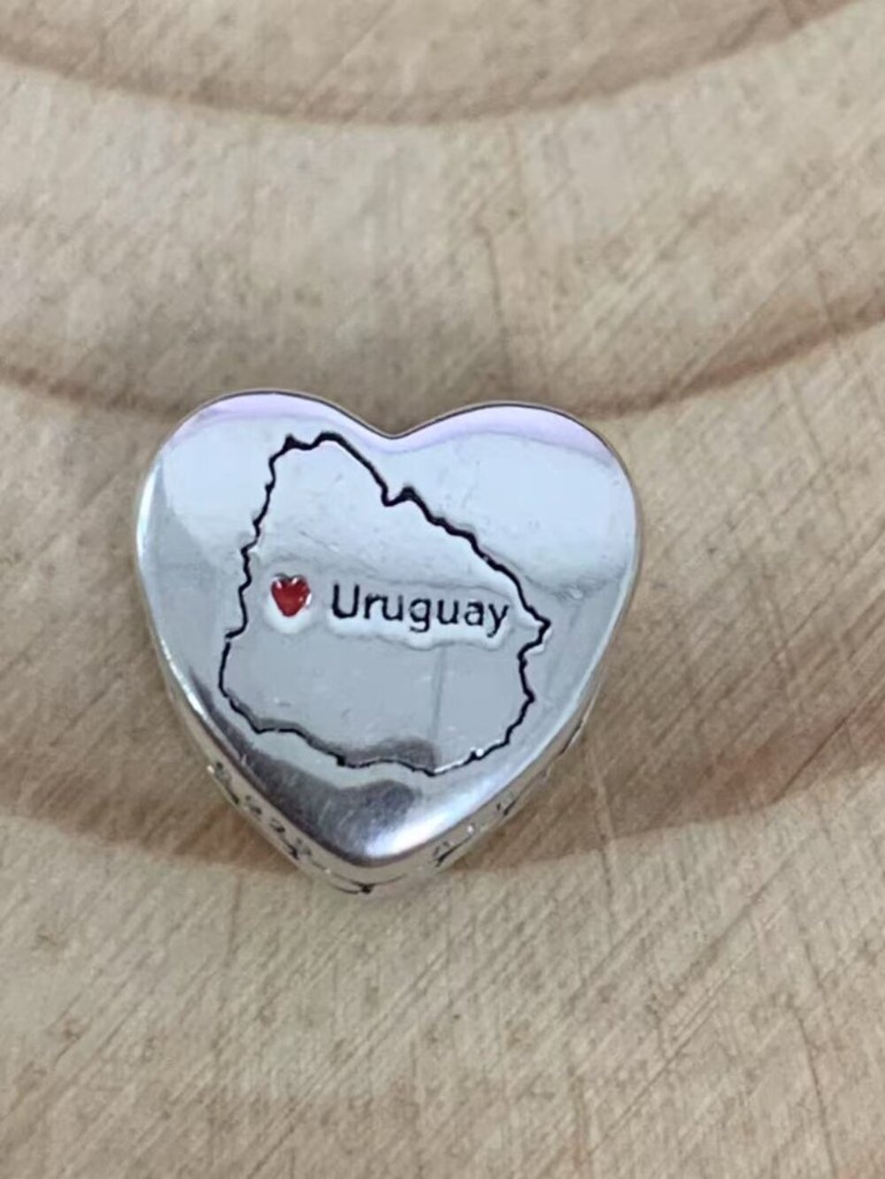 Pandora Uruguay Flag Dangle Heart Charm Pendant, S925 Silver Jewelry